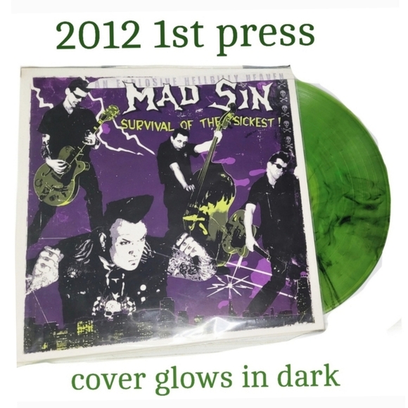 RARE Mad Sin Survival of the Sickest Colored  Vinyl Glow In The Dark Cover - Picture 1 of 3